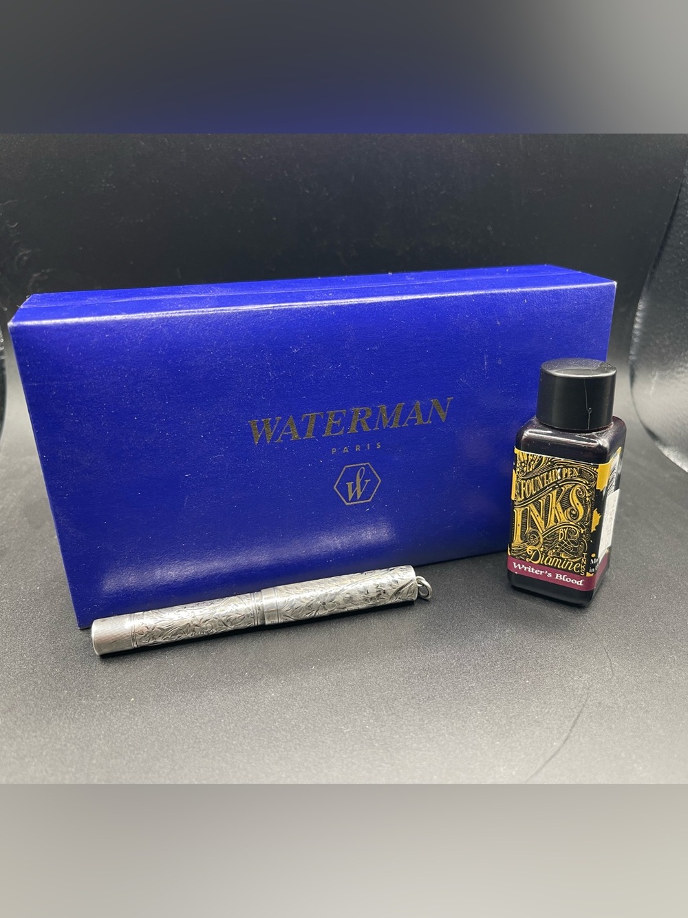 Vintage 1920s Waterman Ideal 452½V Sterling Floral Overlay Ringtop Pen + Box/Ink